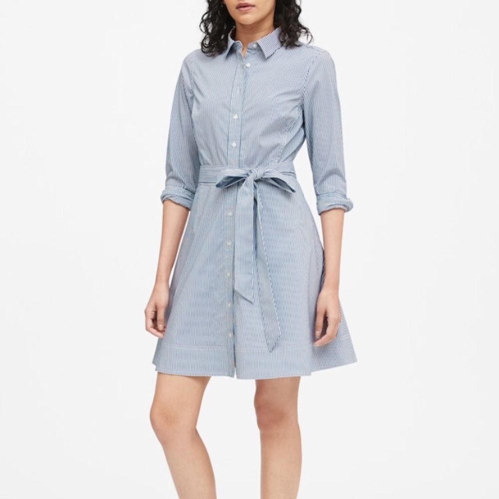 Banana Republic Stripe Poplin Shirt Dress